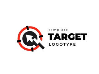 Fototapeta na wymiar Target logo arrow and circles red background