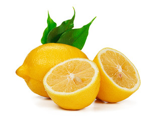 Chopped lemon fruit isolated on white background