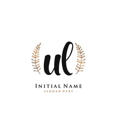 UL Initial handwriting logo vector	