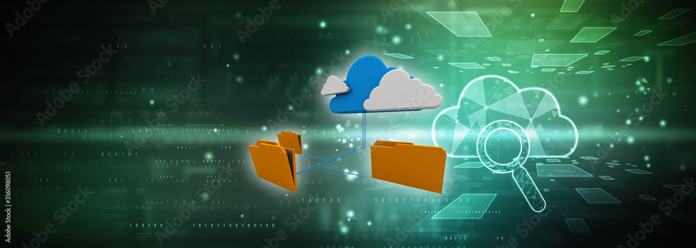 Poster 3d rendering cloud folder network