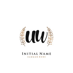 Fototapeta premium UW Initial handwriting logo vector 