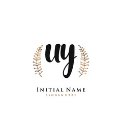 Fototapeta premium UY Initial handwriting logo vector 
