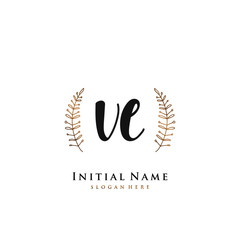 Obraz premium VE Initial handwriting logo vector 