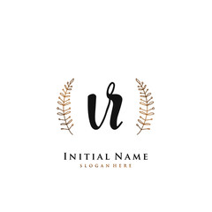 VR Initial handwriting logo vector	