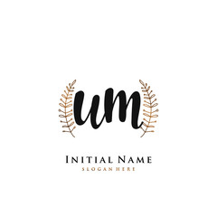 WM Initial handwriting logo vector	