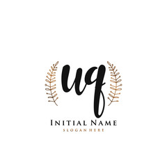 WQ Initial handwriting logo vector	