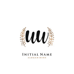 WW Initial handwriting logo vector	
