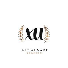 XU Initial handwriting logo vector	