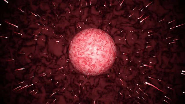 Million Of Sperms Movement Struggle Approaching Egg Cell Or Ovum In Fallopian Tube Seamless Loop Animation
