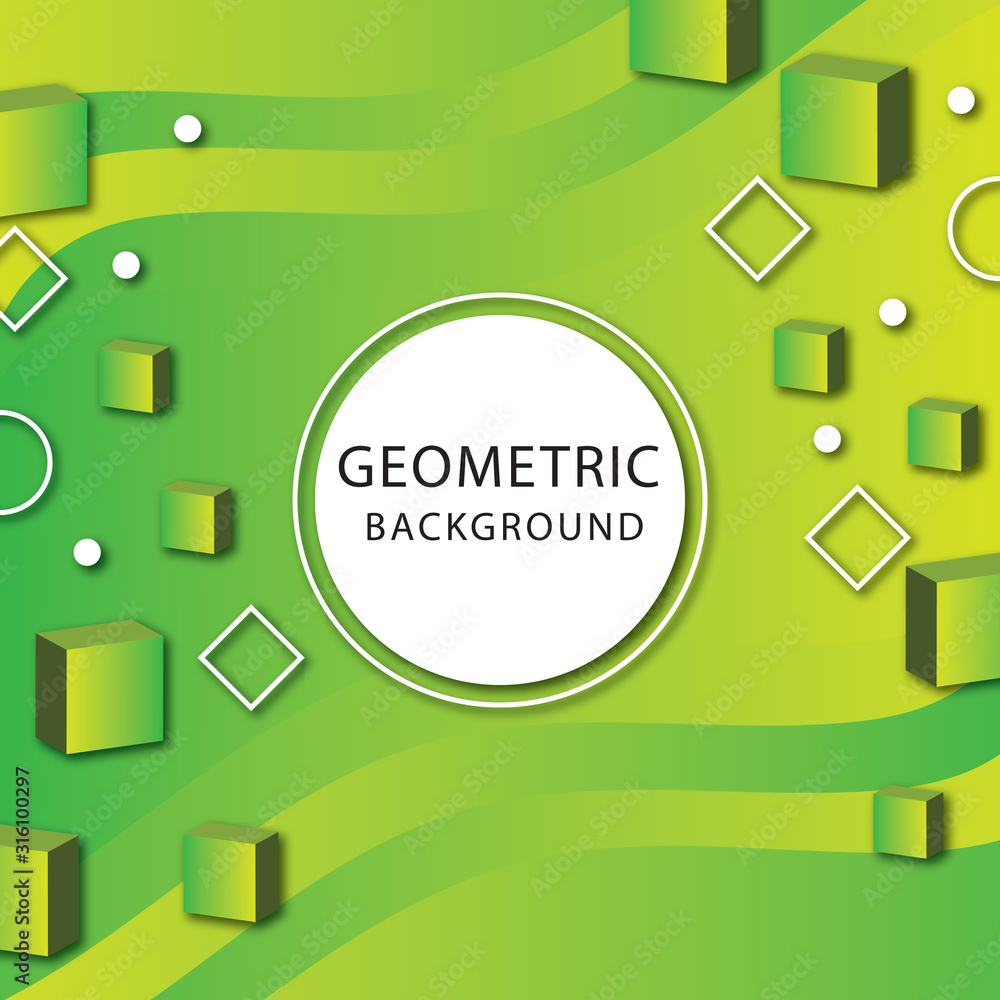 Fototapete abstract gradient background decorated with 3d geometric elements