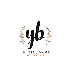 YB Initial handwriting logo vector	
