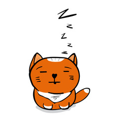 Cute sleeping cat. Chibi style. Vector illustration.