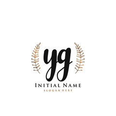 YG Initial handwriting logo vector	