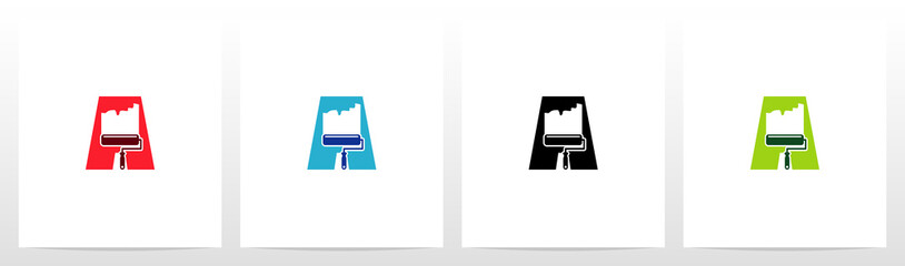 Paint Roller On Letter Logo Design A