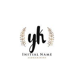 YK Initial handwriting logo vector	