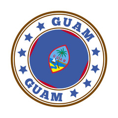 Guam sign. Round country logo with flag of Guam. Vector illustration.