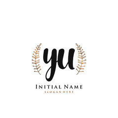 YU Initial handwriting logo vector	