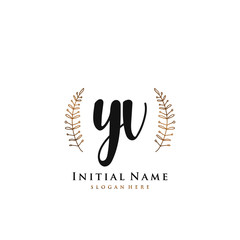 YV Initial handwriting logo vector	