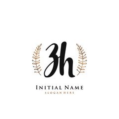 ZH Initial handwriting logo vector	