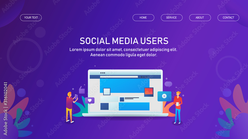 Poster social media users, people engage with friends via social networking, online chat and communication,