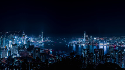 Fototapeta na wymiar Sunset over Hong Kong Skyline 4