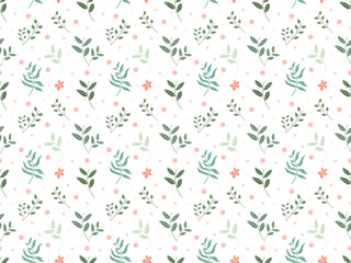Floral seamless pattern in the white backdrop.