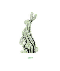 Easter concept, Easter hare looks like tree, green Ester holiday idea, eco production,