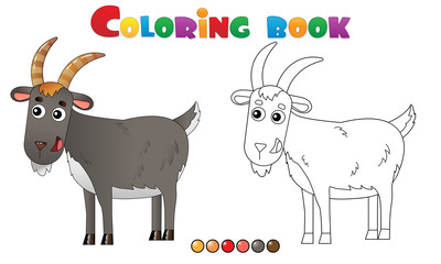 Coloring Page Outline of cartoon goat. Farm animals. Coloring book for kids.