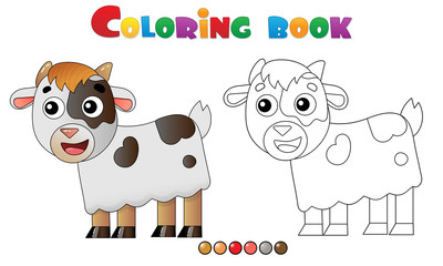 Obraz na płótnie Canvas Coloring Page Outline of cartoon kid of goat. Farm animals. Coloring book for kids.