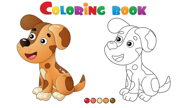 Coloring Page Outline of cartoon dog. Pets. Coloring book for kids.