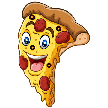 Cartoon smiling pizza mascot design