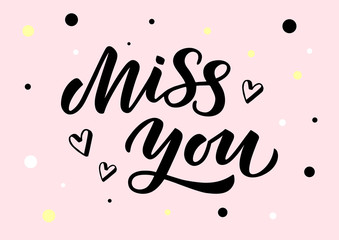 Miss you hand drawn lettering