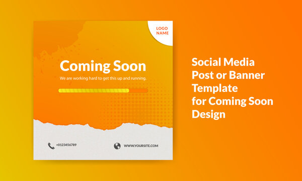 Social media post or banner template for coming soon design 01