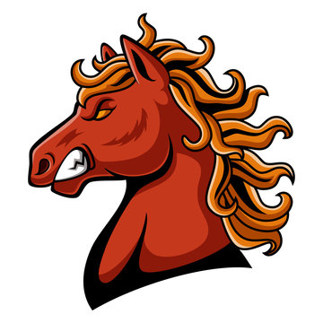 Angry horse head mascot design