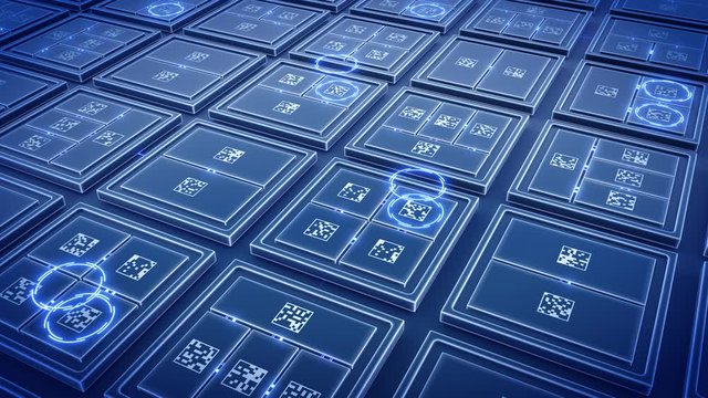 Abstract Motherboard circuit with microchips and animated electric signals 3d render