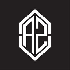 AZ Logo monogram with hexagon shape and outline slice style with black and white