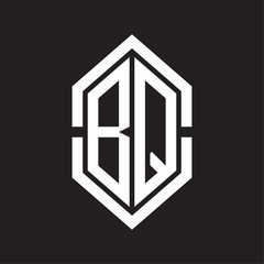 BQ Logo monogram with hexagon shape and outline slice style with black and white