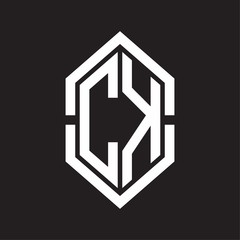 CK Logo monogram with hexagon shape and outline slice style with black and white