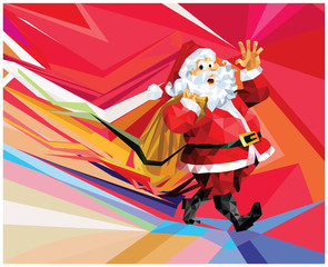 Origami Santa Claus. Polygonal geometric style low poly santa