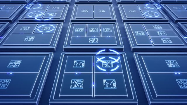 Abstract Motherboard circuit with microchips and animated electric signals 3d render
