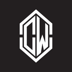 DW Logo monogram with hexagon shape and outline slice style with black and white