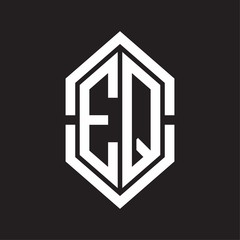 EQ Logo monogram with hexagon shape and outline slice style with black and white