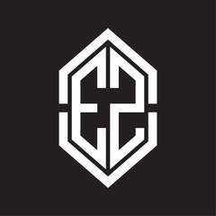EZ Logo monogram with hexagon shape and outline slice style with black and white