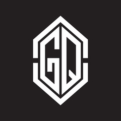 GQ Logo monogram with hexagon shape and outline slice style with black and white