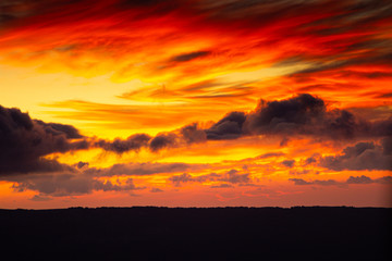 Stunning incredible sunset in the mountains of Crimea