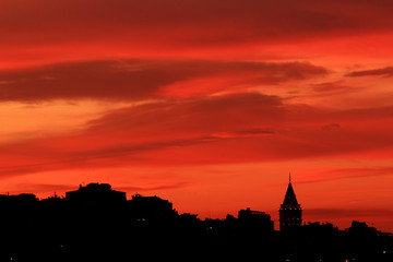 Fototapeta na wymiar sunset in city