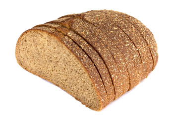 sliced of rye bread, isolated on a white background