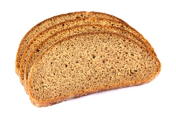 sliced of rye bread, isolated on a white background