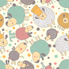Funny sheep. Cute seamless pattern can be used for wallpapers, pattern fills, web page backgrounds, surface textures. Gorgeous vector background