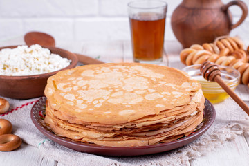 Stack of thin pancakes